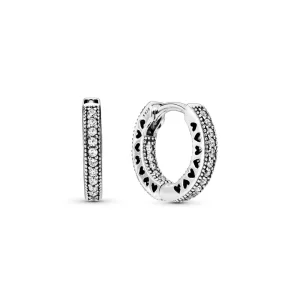 (תמונה ל-) Pandora Pavé Heart Hoop עגילי - 296317CZ