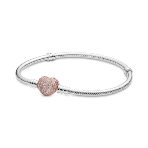 (תמונה ל-) Pandora Moments Pavé לב צמיד שרשרת נחש - 586292CZ