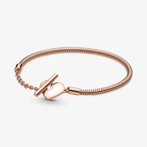 (תמונה ל-) Pandora Moments Heart T-Bar צמיד שרשרת נחש - 589285C00