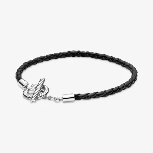 (תמונה ל-) צמיד T-Bar מעור קלוע פנדורה - 591675C01