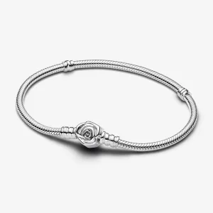 (תמונה ל-) Pandora Moments Rose in Bloom אבזם שרשרת נחש צמיד - 593211C00