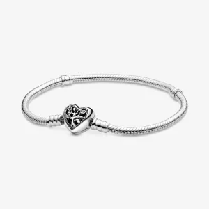 (תמונה ל-) Pandora Moments עץ משפחתי אבזם לב צמיד שרשרת נחש - 598827C01