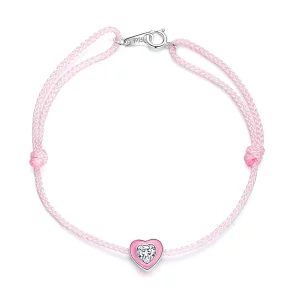 צמיד רגל כסף לב ורוד - SCT022 (תמונה ל-) צמיד רגל כסף לב ורוד - SCT022