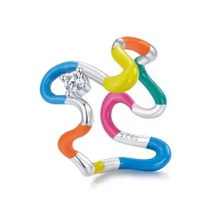 (תמונה ל-) טבעת עגולה בסגנון פנדורה עם דוגמת קשת רנדומלית - SCR940