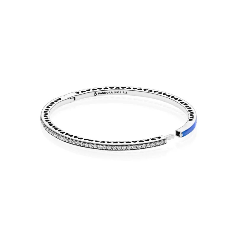 (תמונה ל-) צמיד בנגל לבבות PANDORA קורנים בכחול - 590537EN82 - הצג 2