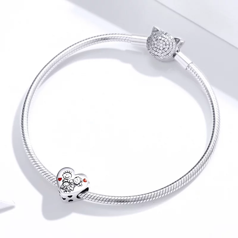 (תמונה ל-) פנדורה סטייל צ'ארמ כסף משפחתי - BSC237 - הצג 3