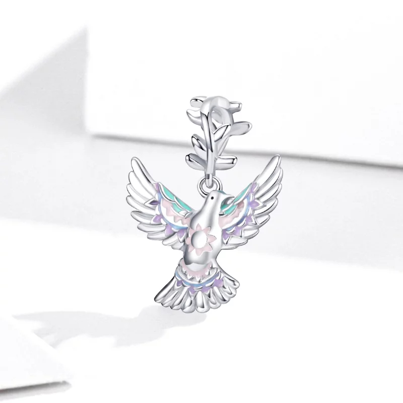 (תמונה ל-) פנדורה סטייל צ'ארמ כסף יונת שלום - BSC295 - הצג 2