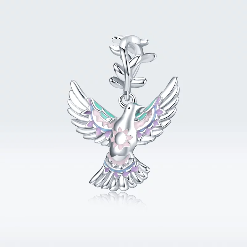 (תמונה ל-) פנדורה סטייל צ'ארמ כסף יונת שלום - BSC295 - הצג 5