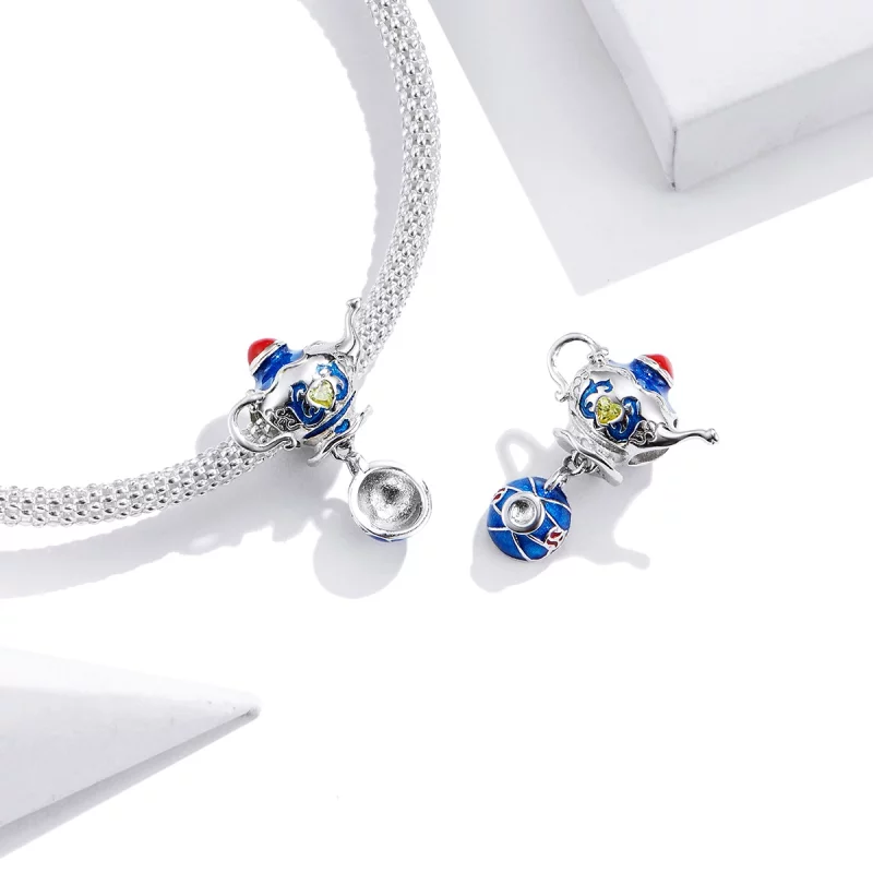 (תמונה ל-) פנדורה סטייל צ'ארמ כסף קנקן תה קסם - BSC318 - הצג 3
