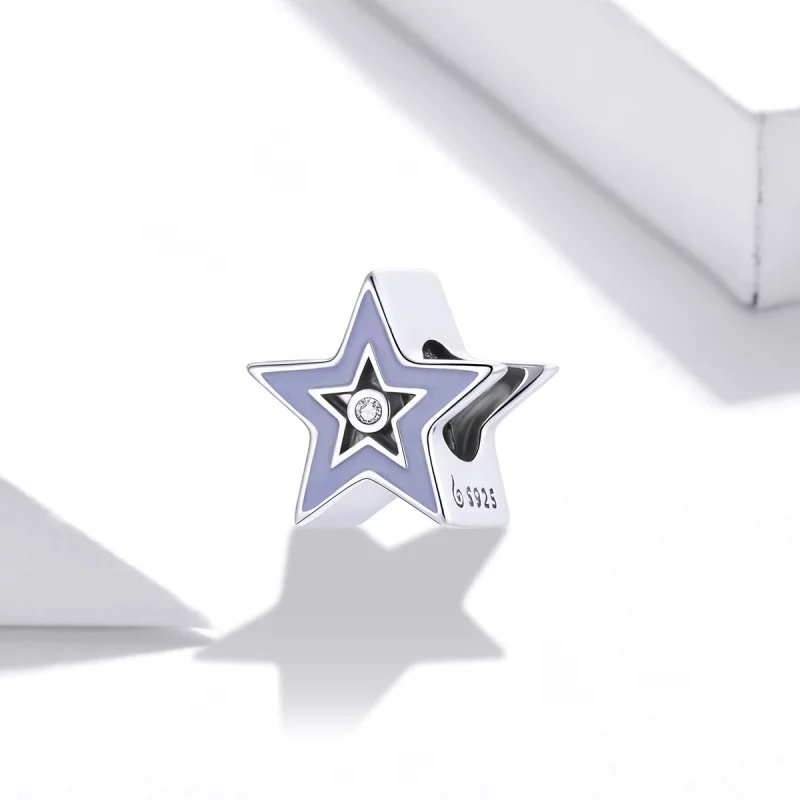 (תמונה ל-) פנדורה סטייל צ'ארמ כסף כוכב זוהר - BSC459 - הצג 2