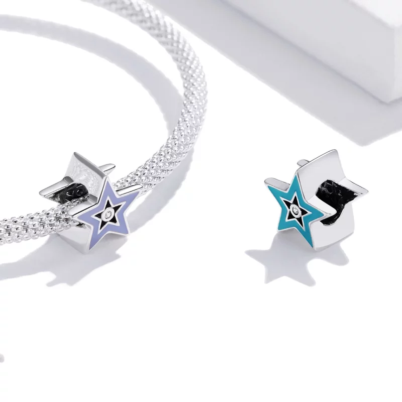 (תמונה ל-) פנדורה סטייל צ'ארמ כסף כוכב זוהר - BSC459 - הצג 4