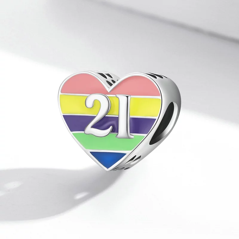 (תמונה ל-) פנדורה סטייל צ'ארמ כסף לב קשת - BSC548 - הצג 2