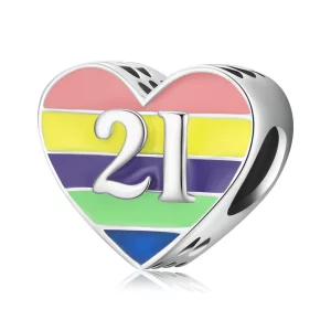 (תמונה ל-) פנדורה סטייל צ'ארמ כסף לב קשת - BSC548