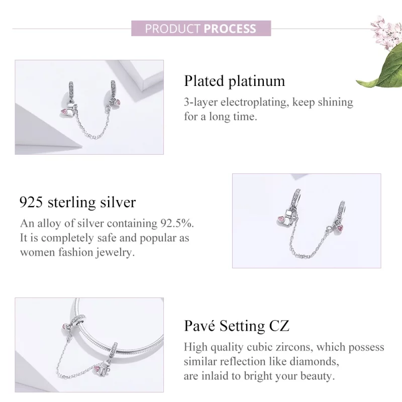 (תמונה ל-) פנדורה סטייל שרשרת ביטחון כסף חתול מקסים - SCC1233 - הצג 2