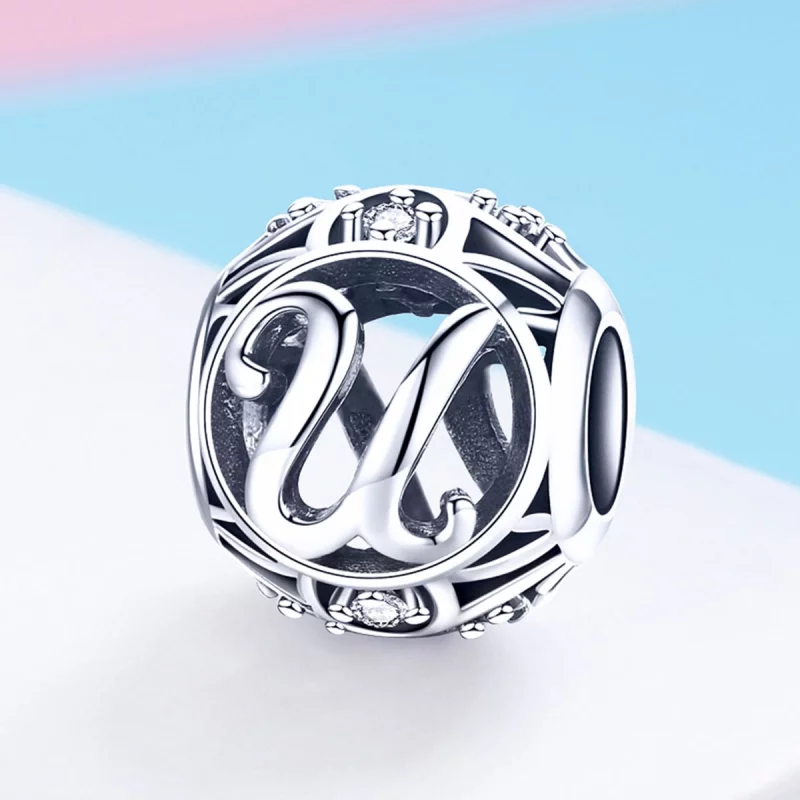 (תמונה ל-) פנדורה סטייל צ'ארמ כסף אות-U - SCC738-U - הצג 2