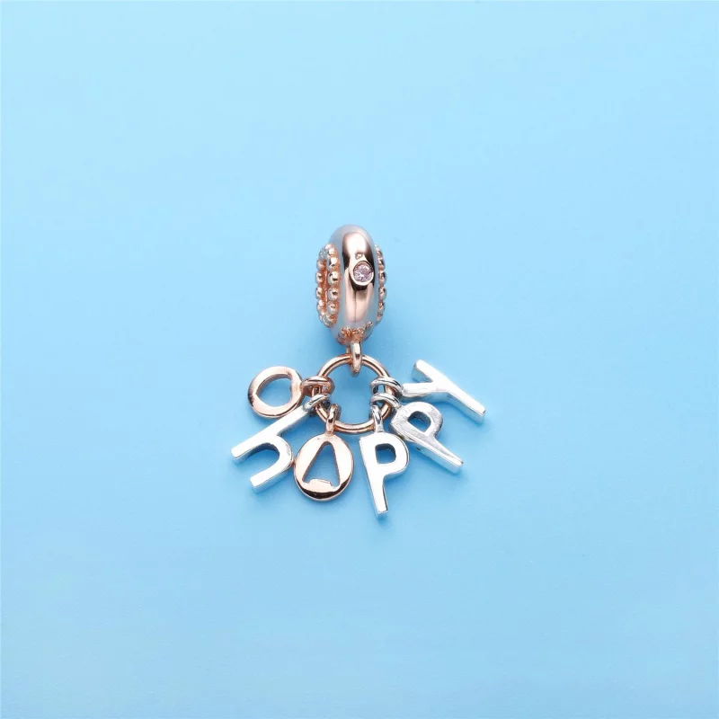 (תמונה ל-) תליון כסף HAPPY בשילוב PANDORA רוז - 787017NPO - הצג 3