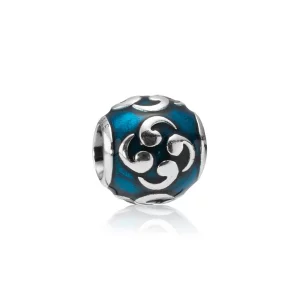 (תמונה ל-) פנדורה Abstract silver charm with translucent turquoise enamel - 790491EN08