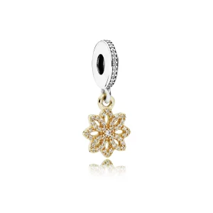(תמונה ל-) פנדורה Floral dangle in 14k with silver and clear cubic zirconia - 791757CZ
