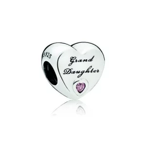 (תמונה ל-) פנדורה "צ'ארמ כסף לב ""Granddaughter’s Love""" - 796261PCZ