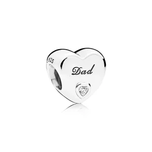 (תמונה ל-) פנדורה "צ'ארמ כסף לב & quot;"DAD""" - 796458CZ