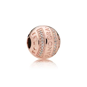 (תמונה ל-) קליפס PANDORA רוז לבבות לוגו PANDORA - 787433CZ