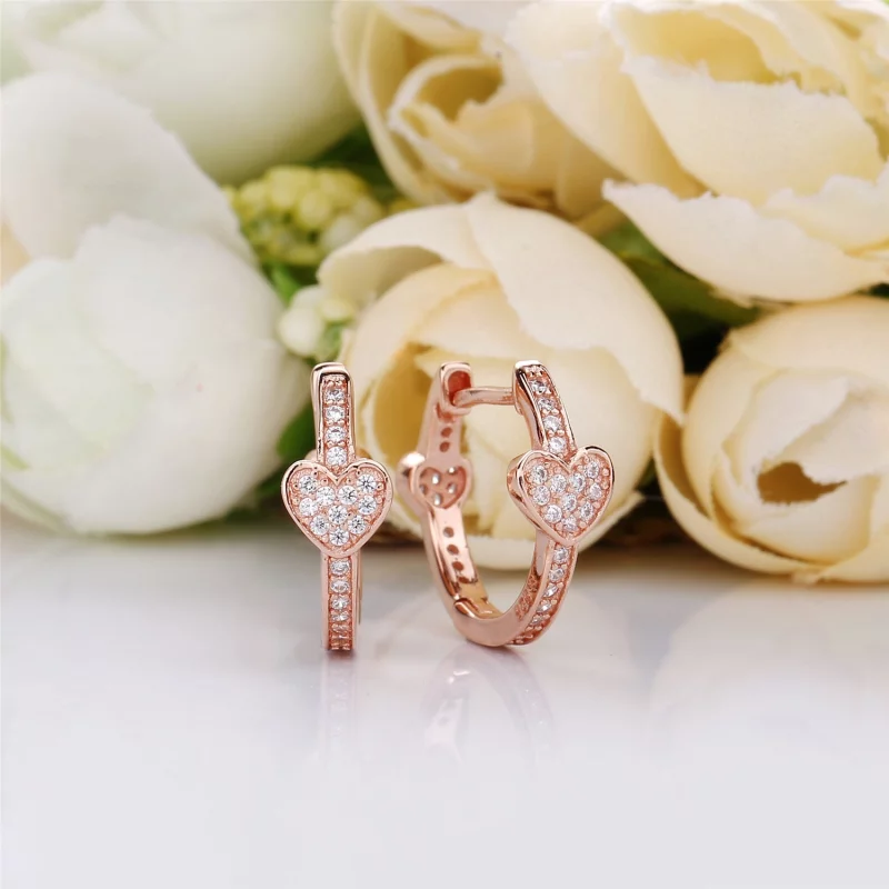 (תמונה ל-) עגילי PANDORA רוז חישוק לבבות קסומים - 287290CZ - הצג 2
