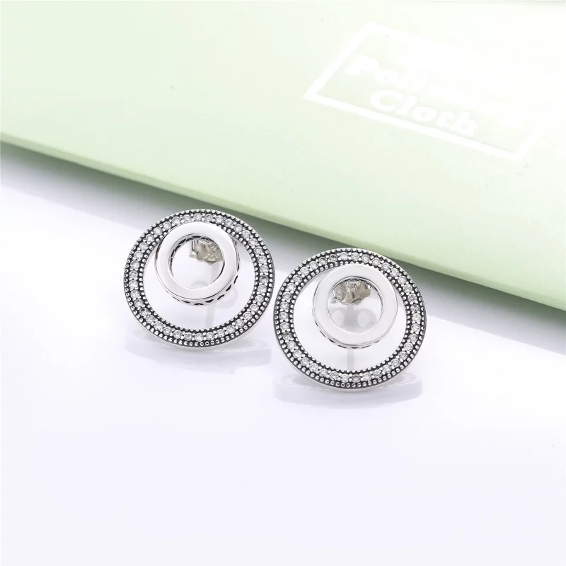 (תמונה ל-) עגילי כסף צמודים חתימת PANDORA לנצח - 297446CZ - הצג 2