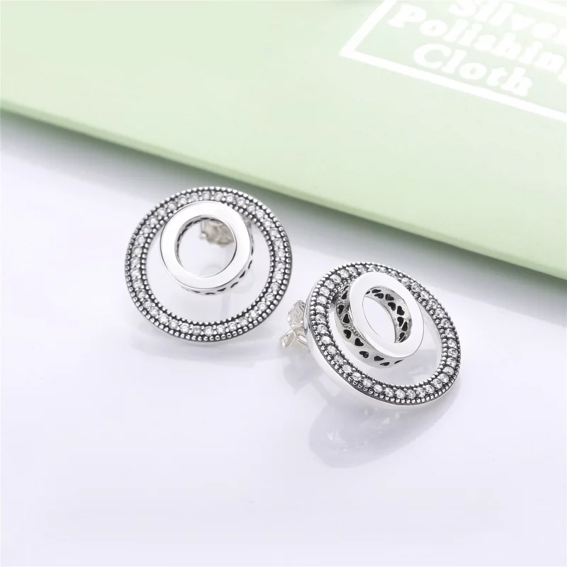 (תמונה ל-) עגילי כסף צמודים חתימת PANDORA לנצח - 297446CZ - הצג 3