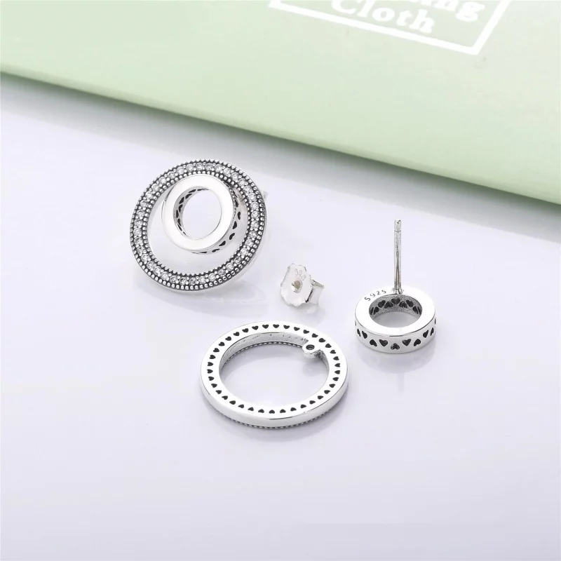 (תמונה ל-) עגילי כסף צמודים חתימת PANDORA לנצח - 297446CZ - הצג 4