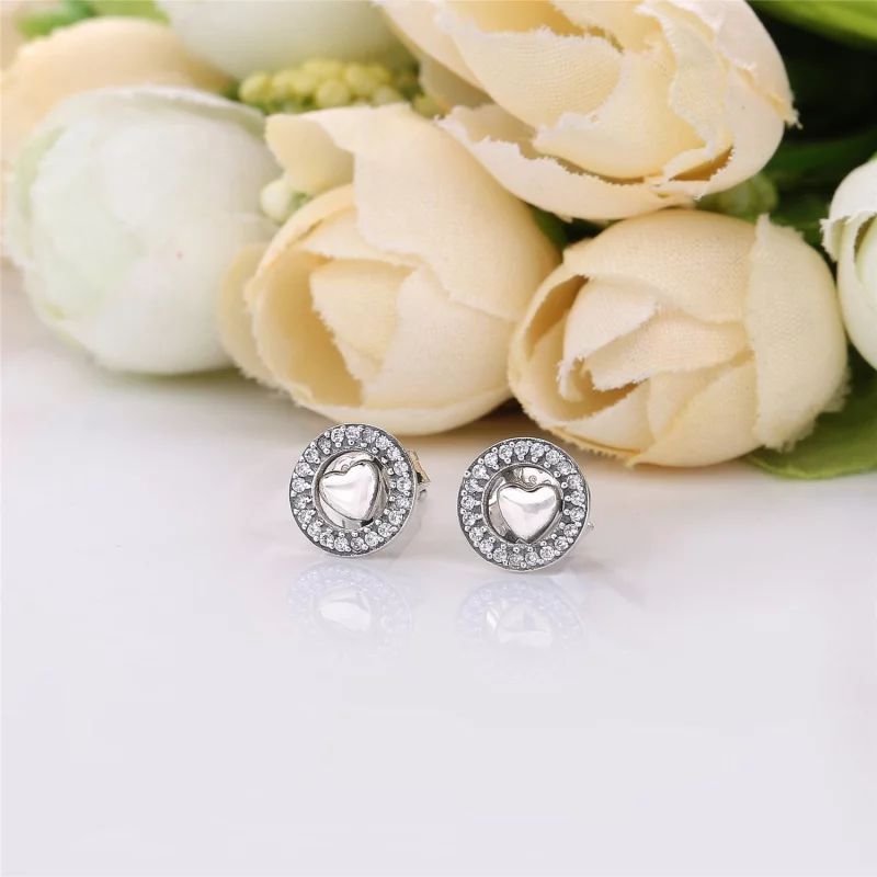 (תמונה ל-) עגילי כסף צמודים לבבות PANDORA לנצח - 297709CZ - הצג 2