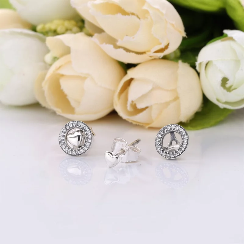 (תמונה ל-) עגילי כסף צמודים לבבות PANDORA לנצח - 297709CZ - הצג 3