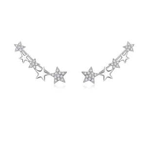 (תמונה ל-) פנדורה סטייל עגילי כסף צמודים כוכבי זוחל האוזניים - BSE351