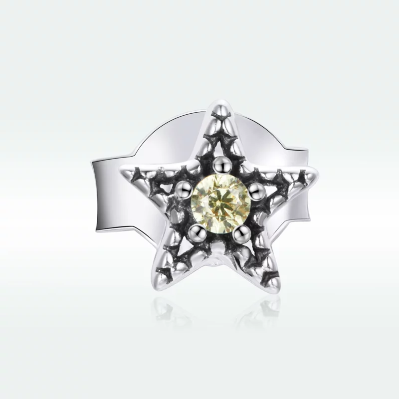 (תמונה ל-) פנדורה סטייל עגילי כסף צמודים יחיד Starmount - SCE1066 - הצג 4