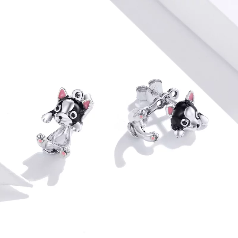 (תמונה ל-) פנדורה סטייל עגילי כסף צמודים כֶּלֶב - SCE978 - הצג 4
