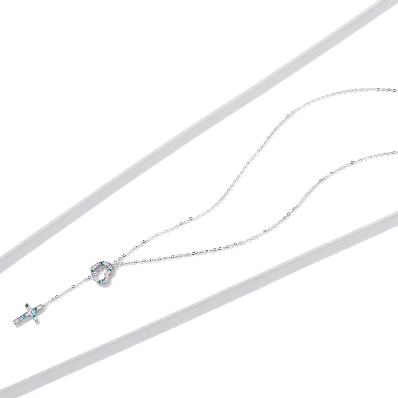 (תמונה ל-) פנדורה סטייל שרשרת כסף צלב האהבה - BSN244 - הצג 4