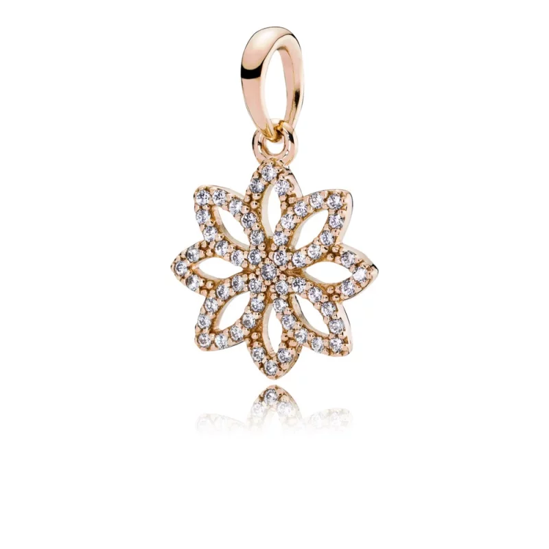 (תמונה ל-) פנדורה Floral pendant in 14k with clear cubic zirconia - 350179cz