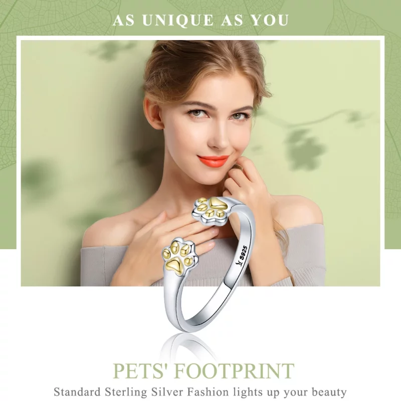 (תמונה ל-) פנדורה סטייל טבעת פתוחה כסף בת הים של החתול - SCR430 - הצג 2