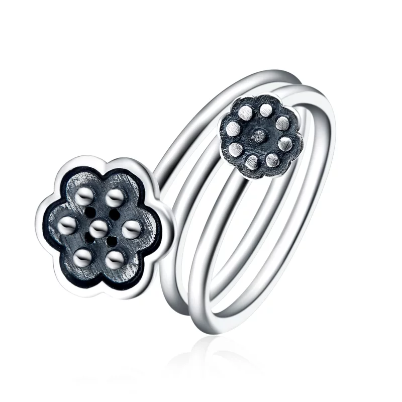 (תמונה ל-) פנדורה סטייל טבעת פתוחה כסף תליון לוטוס - VSR054 - הצג 2