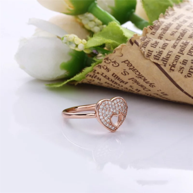 (תמונה ל-) טבעת PANDORA רוז מנצנץ הלב הפאזל מסגרת - 186550CZ - הצג 3