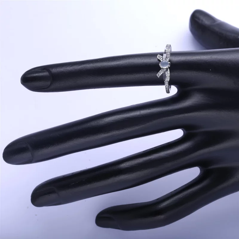 (תמונה ל-) פנדורה Bow silver ring with pearl and clear cubic zirconia - 190971P - הצג 3