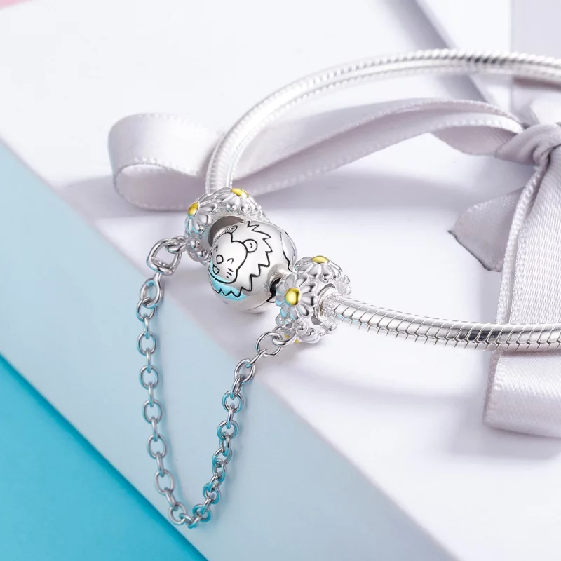 (תמונה ל-) פנדורה סטייל שרשרת ביטחון כסף חִנָנִית - SCC618 - הצג 5