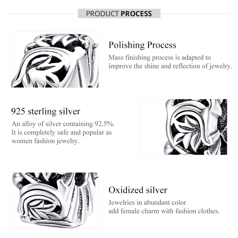 (תמונה ל-) פנדורה סטייל ספייסר כסף וינטג 'גפנים - SCC1601 - הצג 7