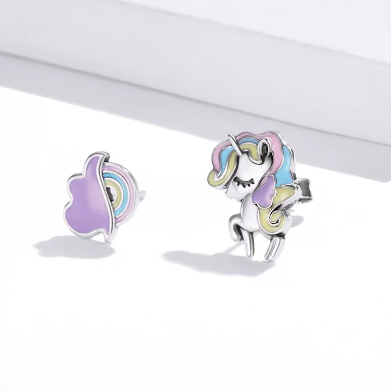 (תמונה ל-) פנדורה סטייל עגילי כסף פנטזיה חדי קרן - SCE1266 - הצג 4