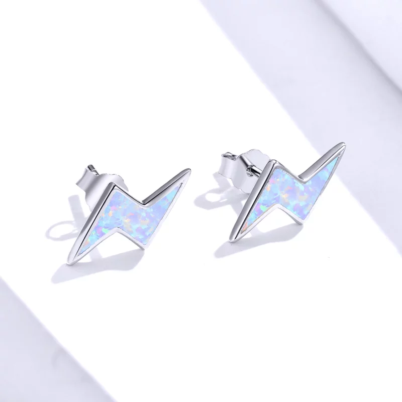 (תמונה ל-) פנדורה סטייל עגילי כסף אופל לייטנינג - SCE860 - הצג 2