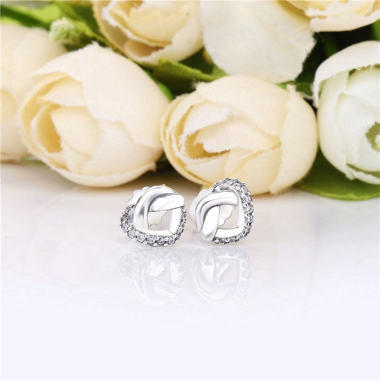 (תמונה ל-) עגילי כסף צמודים לבבות אוהבים - PANDORA - 298019CZ - הצג 2