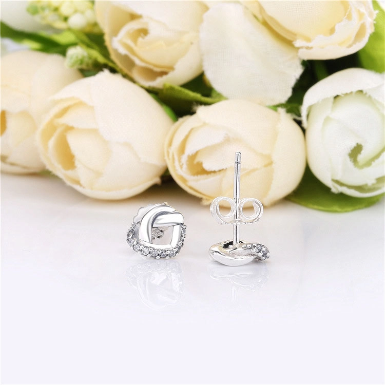 (תמונה ל-) עגילי כסף צמודים לבבות אוהבים - PANDORA - 298019CZ - הצג 3