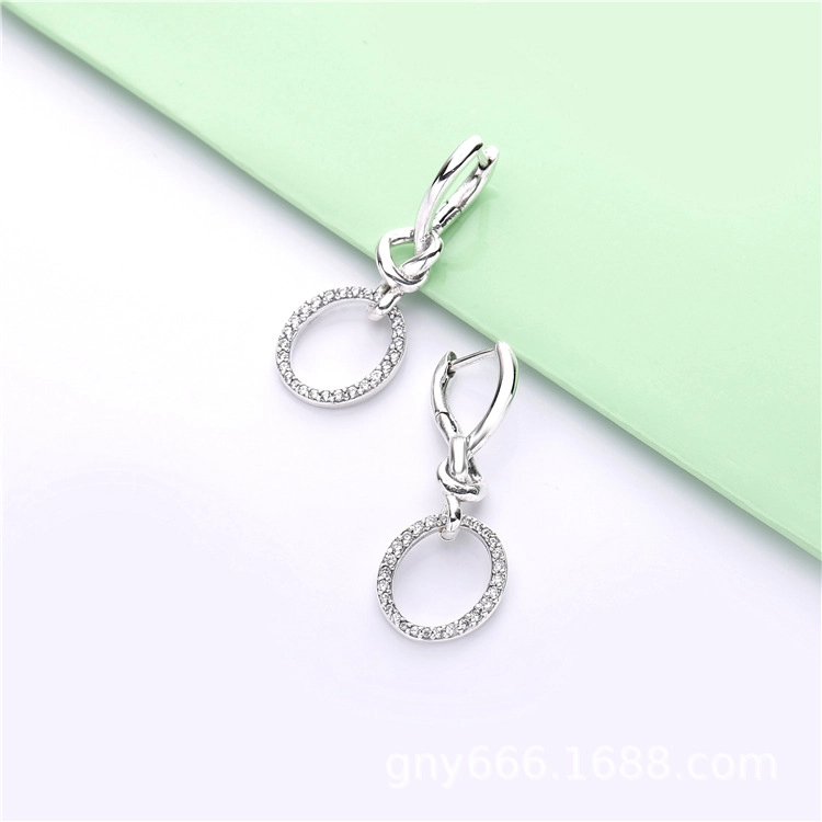 (תמונה ל-) עגילי כסף תלויים קשר הלב - 298110CZ - PANDORA - הצג 3