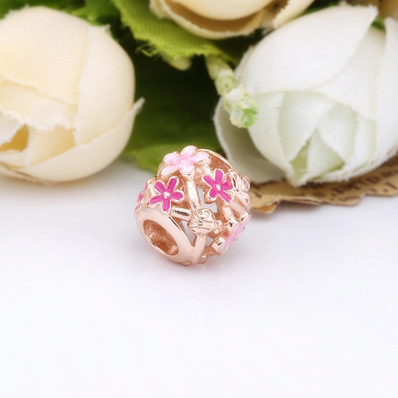 (תמונה ל-) פנדורה צ'ארמ Openwork Pink Daisy Flower - 788772C01 - הצג 4