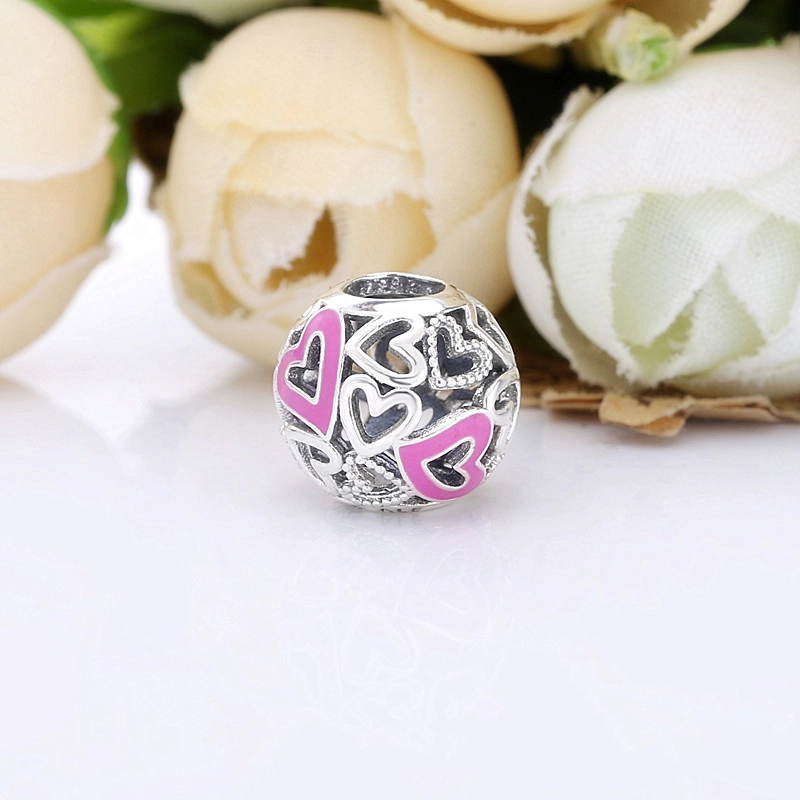 (תמונה ל-) PANDORA פינק חרוז לב חופשי חלול - 798677C01 - הצג 2