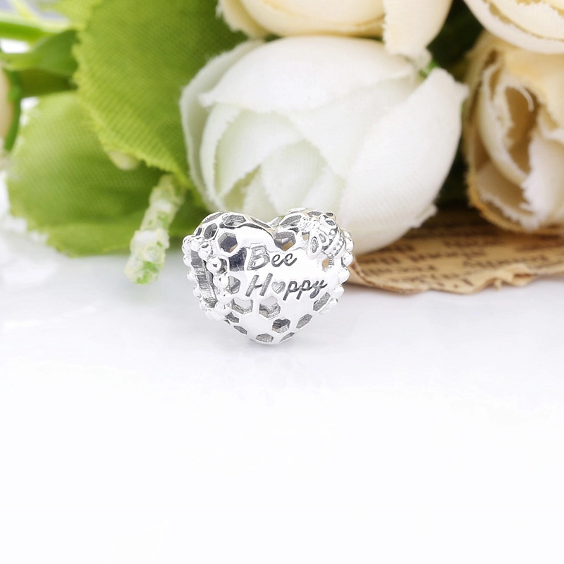 (תמונה ל-) פנדורה צ'ארמ Bee Happy Honeycomb Heart - 798769C00 - הצג 2